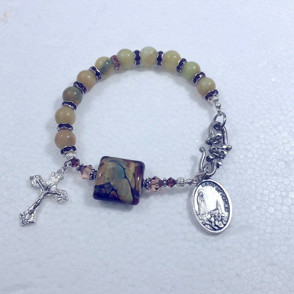 ROSARY BRACELET LAMPWORK GEMSTONE